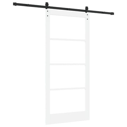 Sliding Door ORKDAL White 93 x 202 cm Solid Pine Wood and Glass