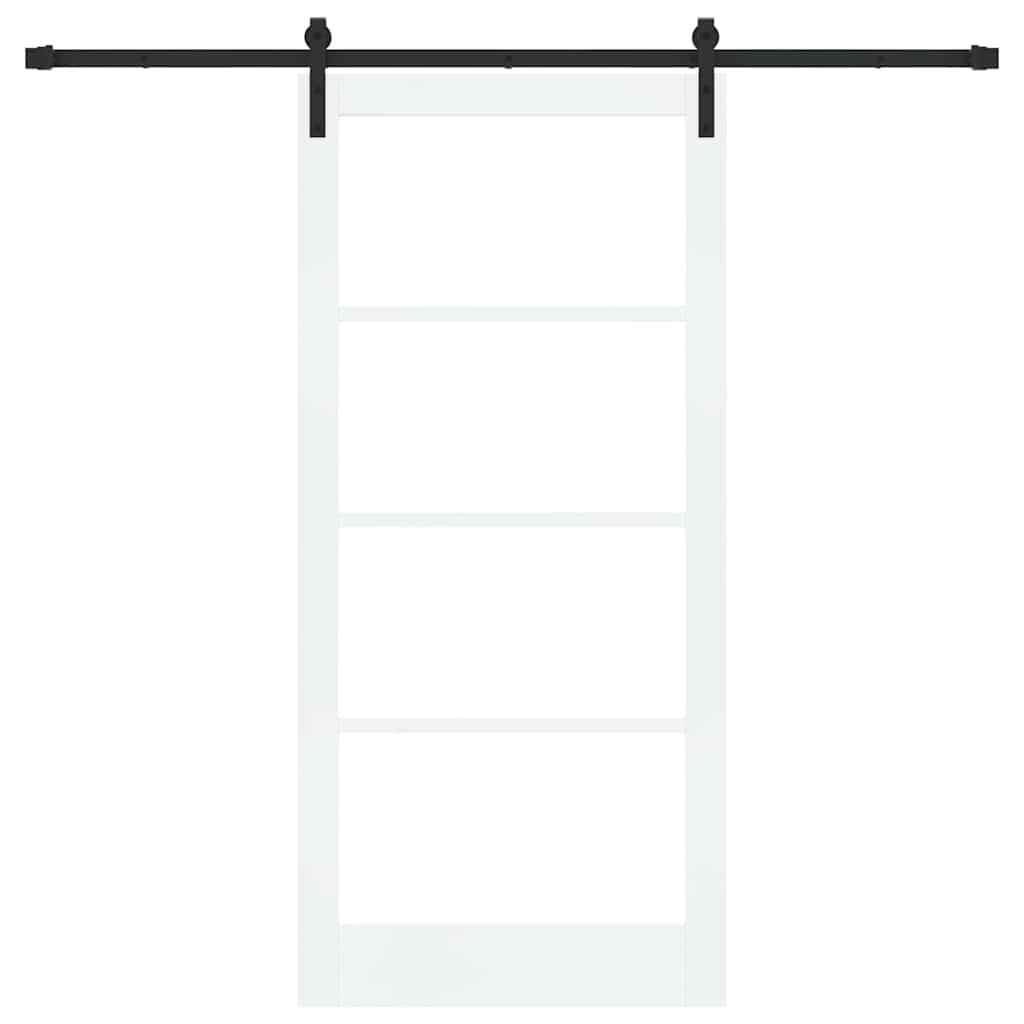 Sliding Door ORKDAL White 93 x 202 cm Solid Pine Wood and Glass