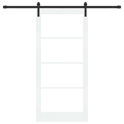 Sliding Door ORKDAL White 93 x 202 cm Solid Pine Wood and Glass