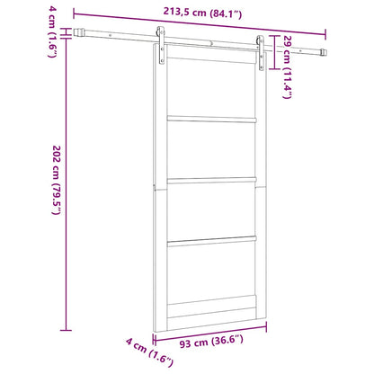 Sliding Door ORKDAL White 93 x 202 cm Solid Pine Wood and Glass