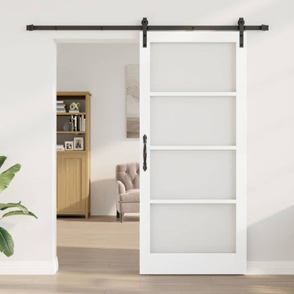Sliding Door ORKDAL White 93 x 211 cm Solid Pine Wood and Glass