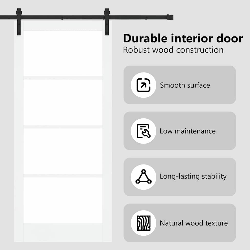 Sliding Door ORKDAL White 93 x 211 cm Solid Pine Wood and Glass
