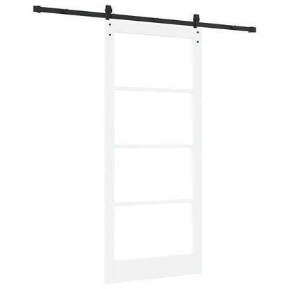 Sliding Door ORKDAL White 93 x 211 cm Solid Pine Wood and Glass