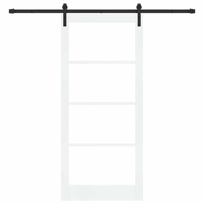 Sliding Door ORKDAL White 93 x 211 cm Solid Pine Wood and Glass