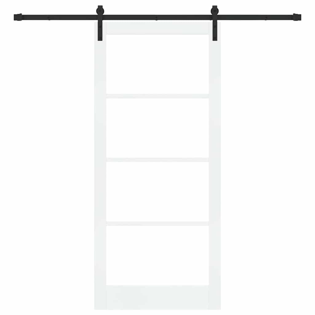 Sliding Door ORKDAL White 93 x 211 cm Solid Pine Wood and Glass