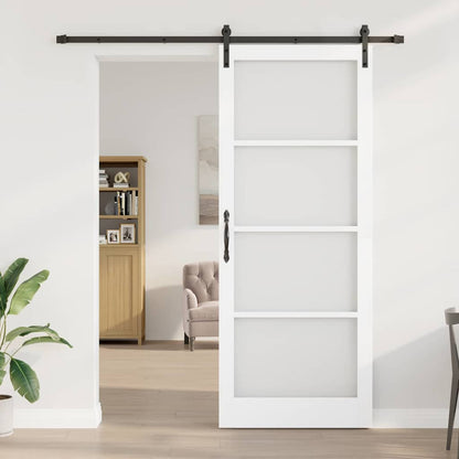 Sliding Door ORKDAL White 93 x 232 cm Solid Pine Wood and Glass