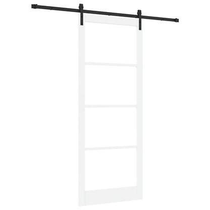 Sliding Door ORKDAL White 93 x 232 cm Solid Pine Wood and Glass