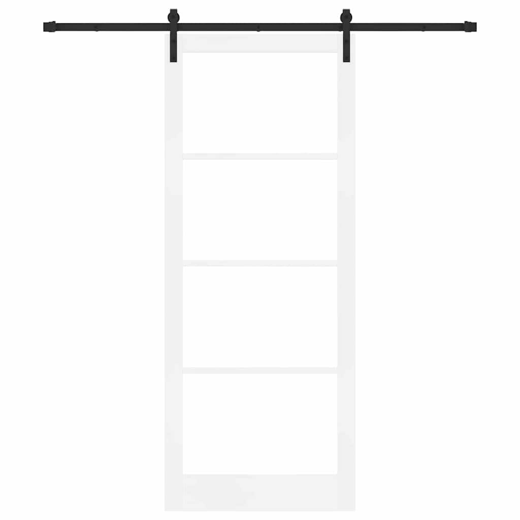Sliding Door ORKDAL White 93 x 232 cm Solid Pine Wood and Glass