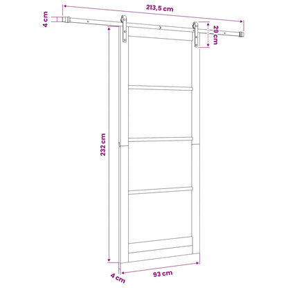 Sliding Door ORKDAL White 93 x 232 cm Solid Pine Wood and Glass