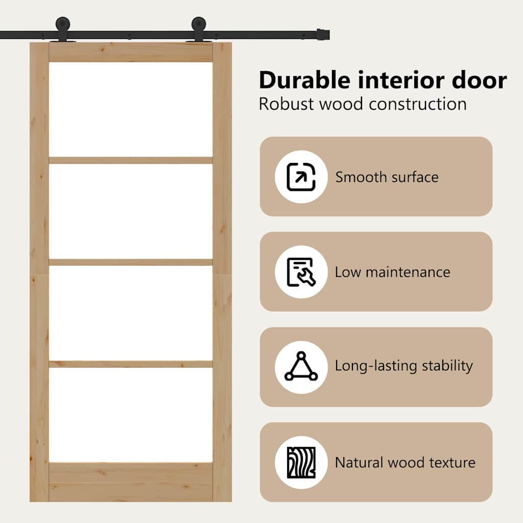 Sliding Door ORKDAL Natural and Black 93 x 211 cm