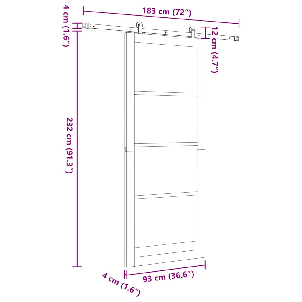 Sliding Door ORKDAL White and Black 93 x 232 cm