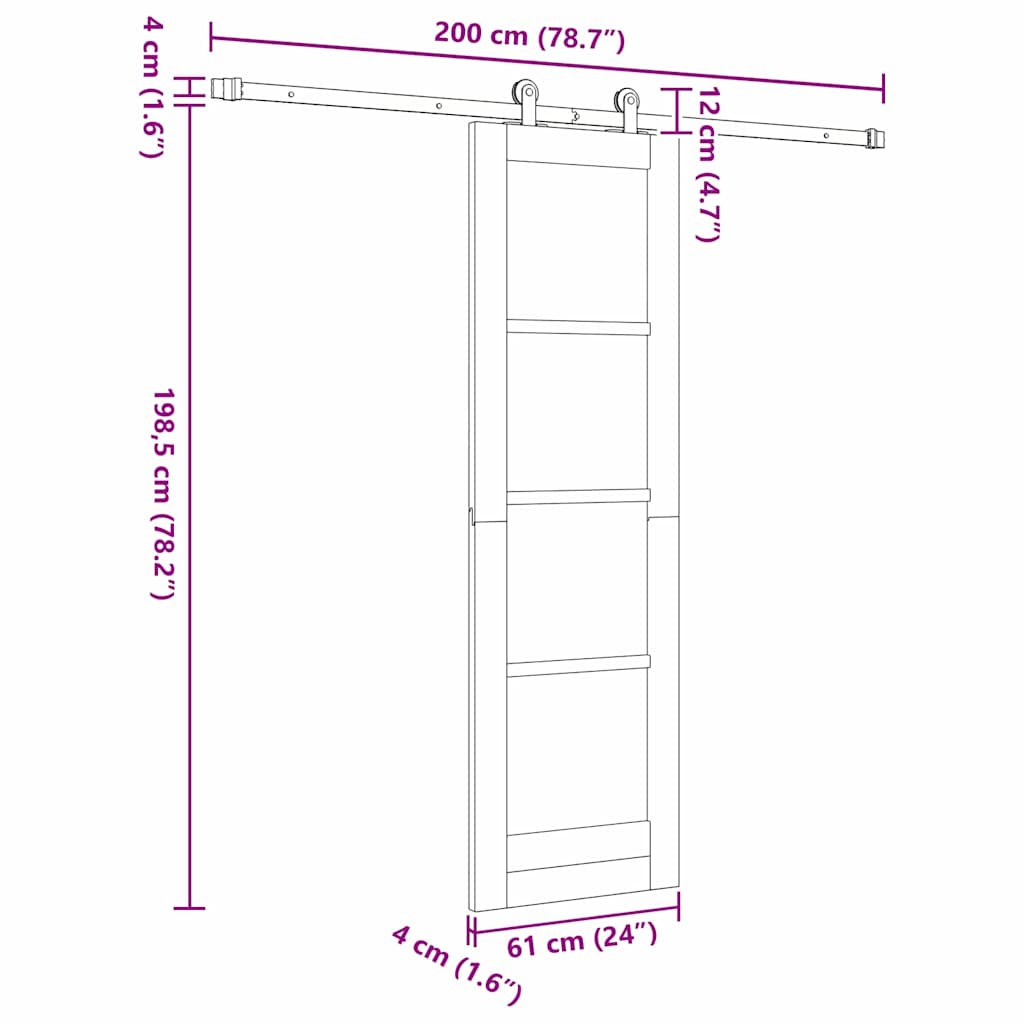Sliding Door ORKDAL White and Black 61 x 198.5 cm