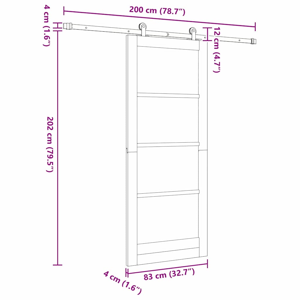 Sliding Door ORKDAL White and Black 83 x 202 cm