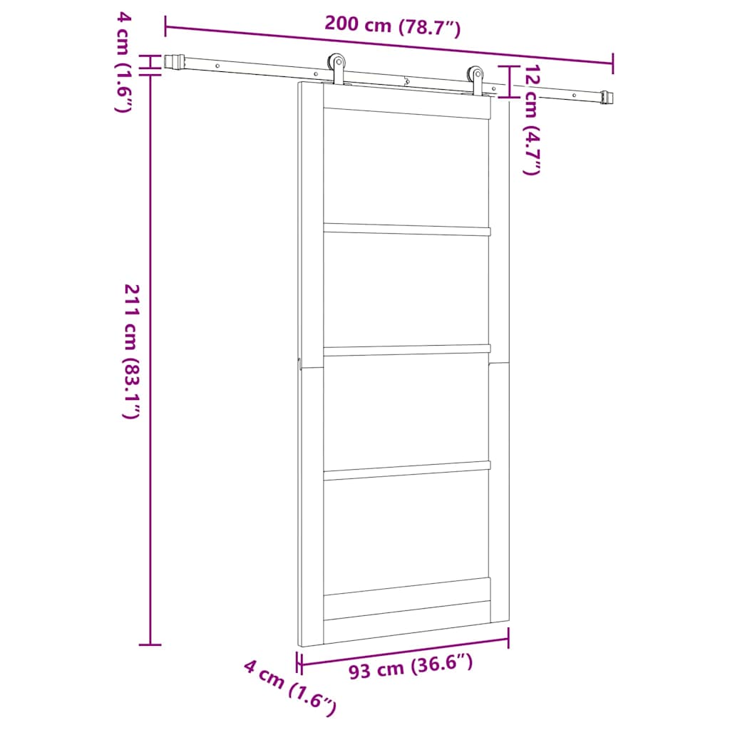 Sliding Door ORKDAL Natural and Black 93 x 211 cm