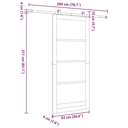 Sliding Door ORKDAL White and Black 93 x 211 cm