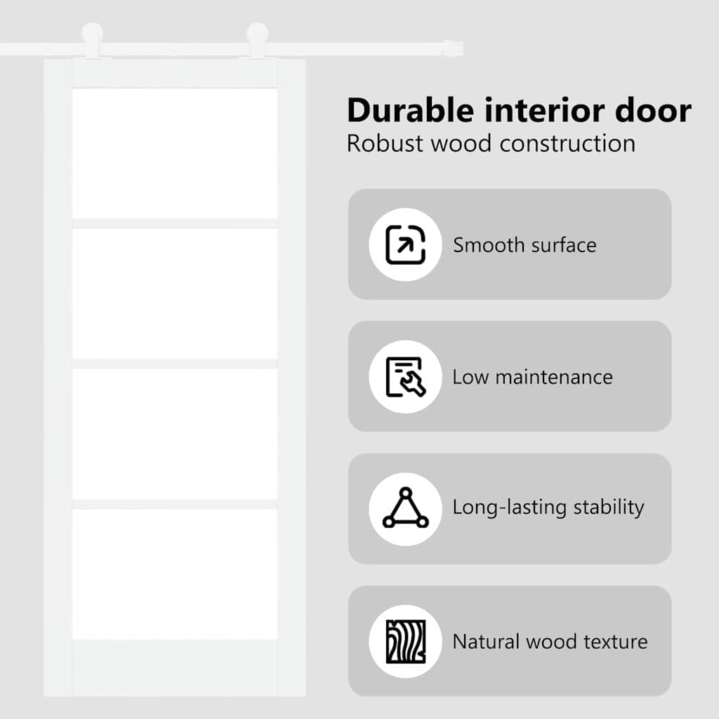 Sliding Door ORKDAL White 83 x 202 cm Solid Pine Wood and Glass