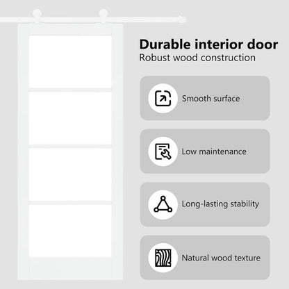 Sliding Door ORKDAL White 83 x 202 cm Solid Pine Wood and Glass
