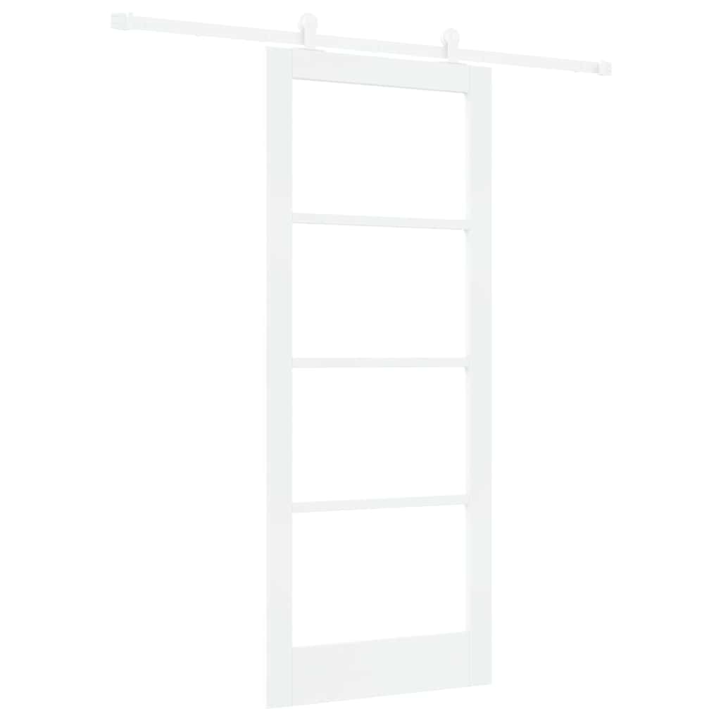 Sliding Door ORKDAL White 83 x 202 cm Solid Pine Wood and Glass