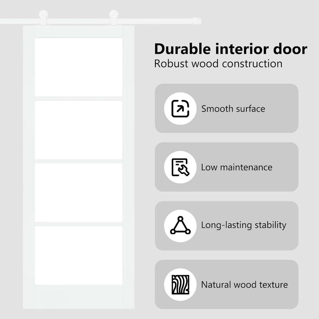 Sliding Door ORKDAL White 83 x 211 cm Solid Pine Wood and Glass