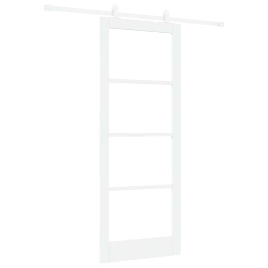 Sliding Door ORKDAL White 83 x 211 cm Solid Pine Wood and Glass