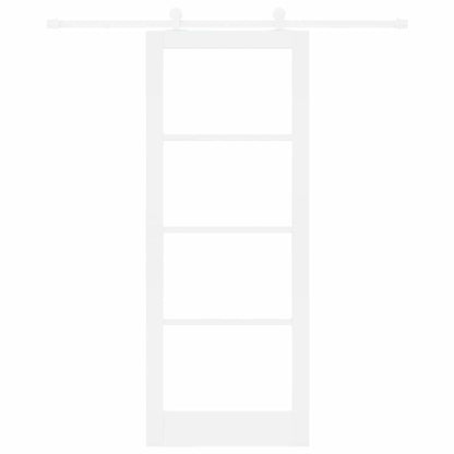 Sliding Door ORKDAL White 83 x 211 cm Solid Pine Wood and Glass