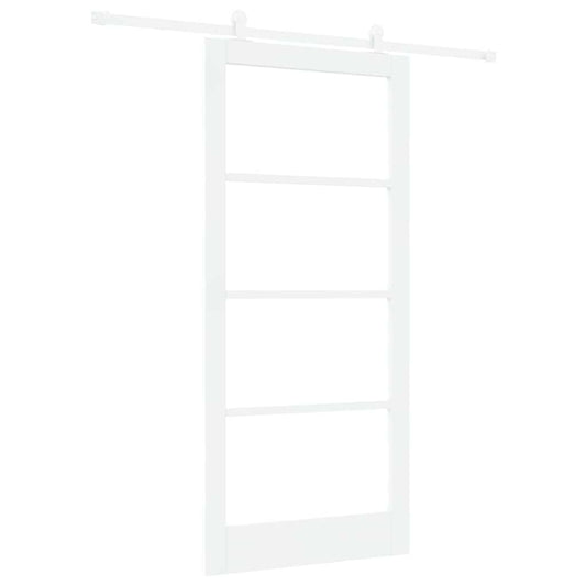 Sliding Door ORKDAL White 93 x 202 cm Solid Pine Wood and Glass