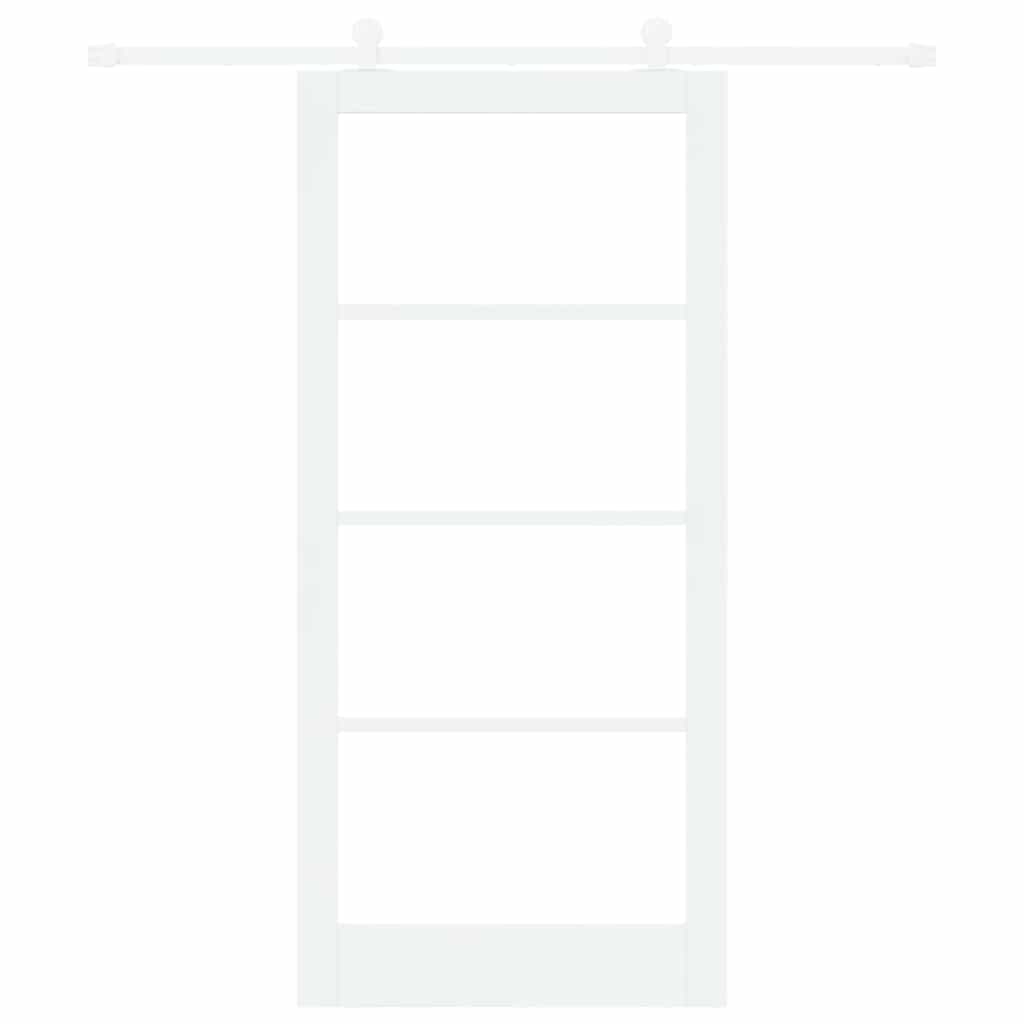 Sliding Door ORKDAL White 93 x 202 cm Solid Pine Wood and Glass
