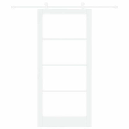 Sliding Door ORKDAL White 93 x 202 cm Solid Pine Wood and Glass