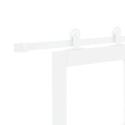 Sliding Door ORKDAL White 93 x 211 cm Solid Pine Wood and Glass