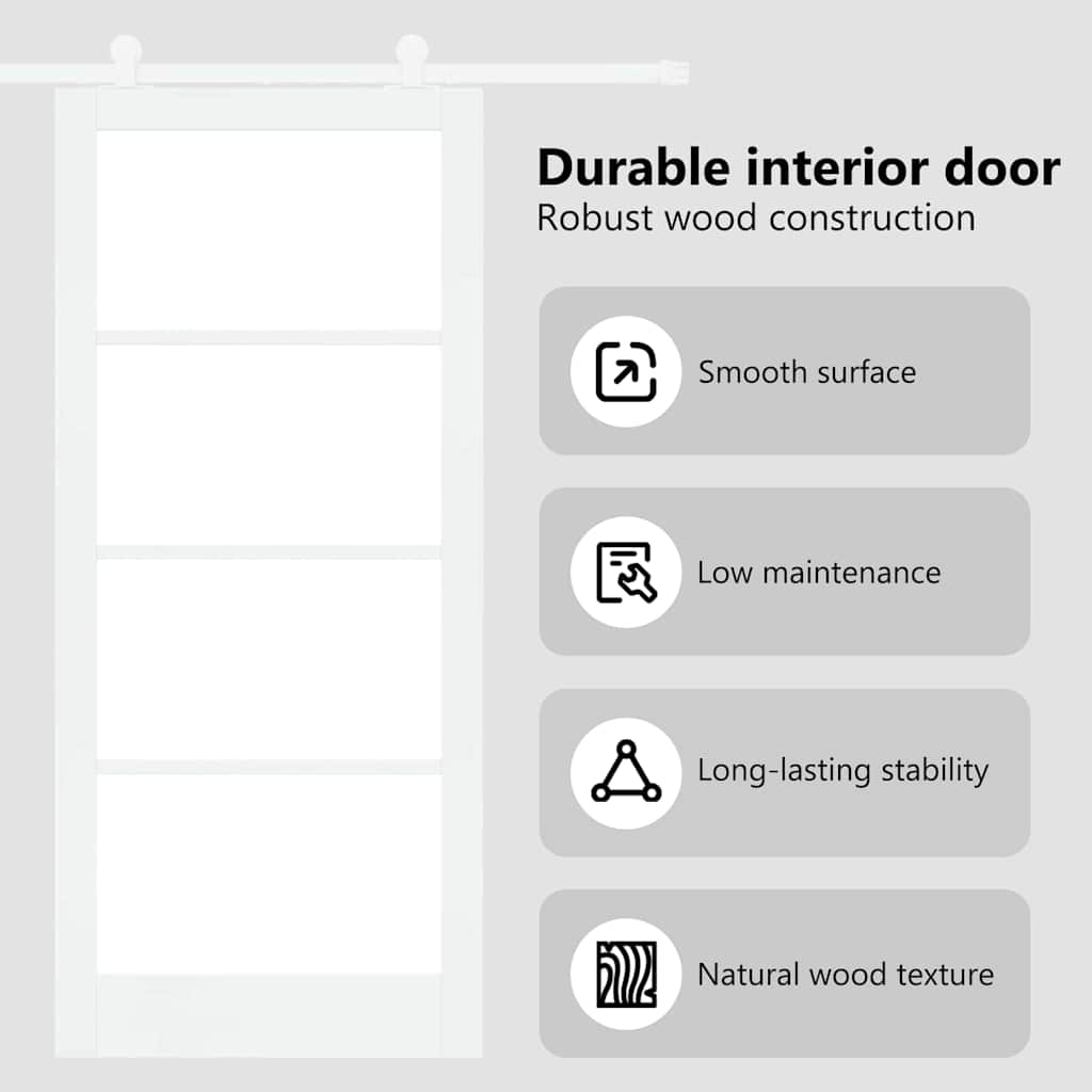 Sliding Door ORKDAL White 93 x 211 cm Solid Pine Wood and Glass