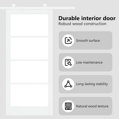 Sliding Door ORKDAL White 93 x 211 cm Solid Pine Wood and Glass