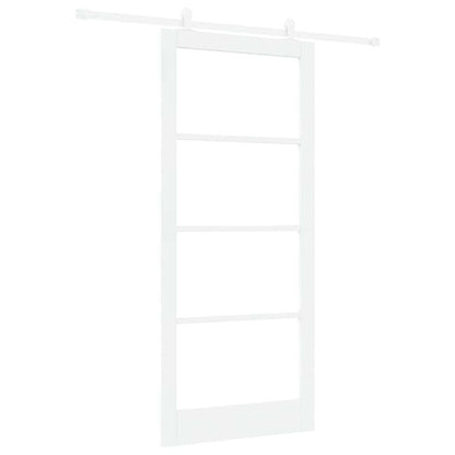 Sliding Door ORKDAL White 93 x 211 cm Solid Pine Wood and Glass