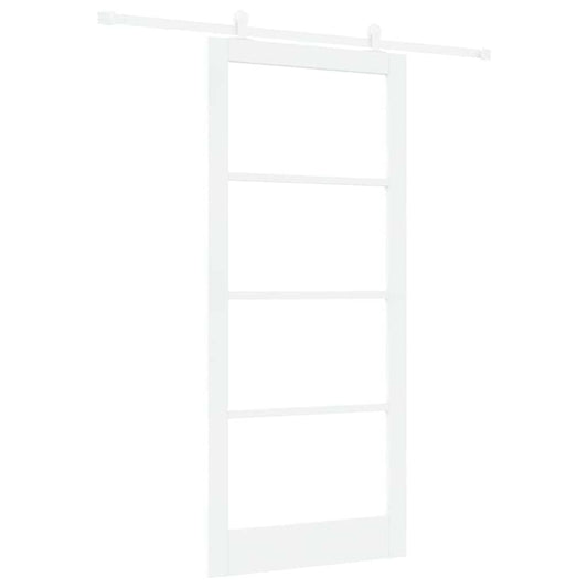 Sliding Door ORKDAL White 93 x 211 cm Solid Pine Wood and Glass