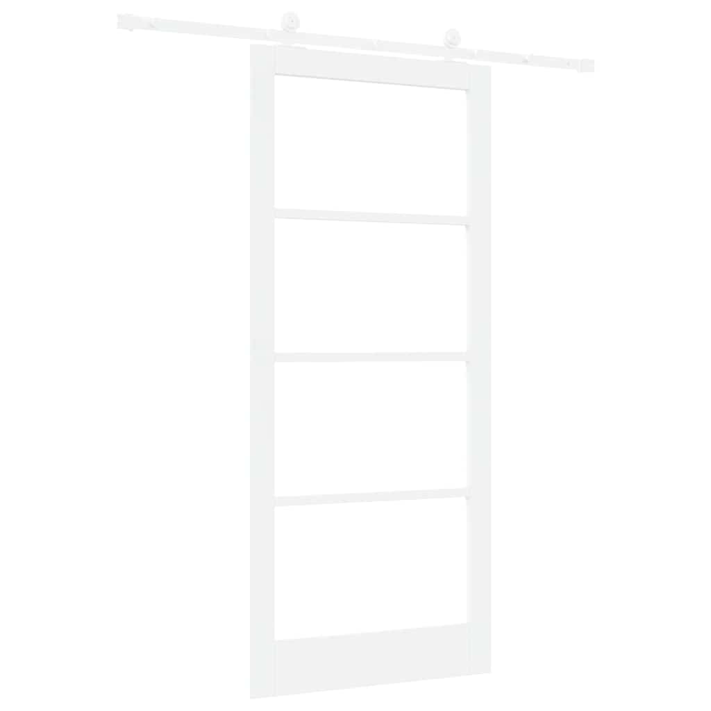 Sliding Door ORKDAL White 93 x 211 cm Solid Pine Wood and Glass