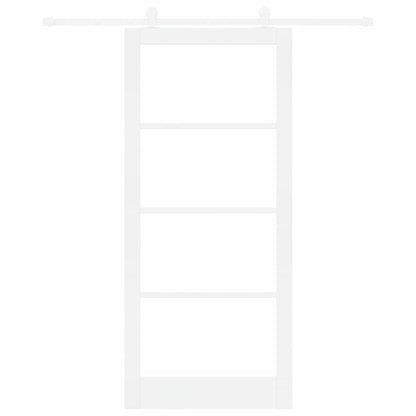 Sliding Door ORKDAL White 93 x 211 cm Solid Pine Wood and Glass