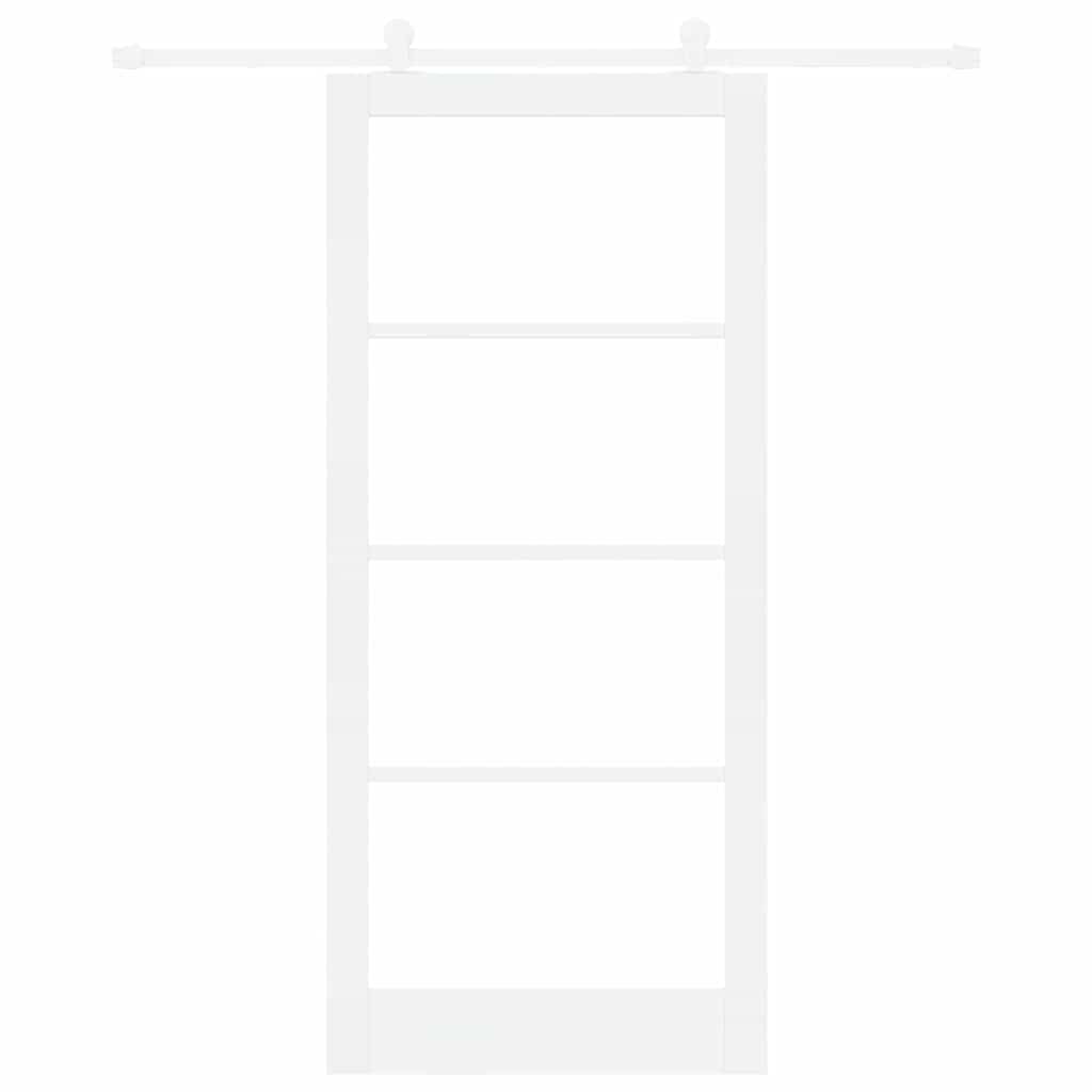 Sliding Door ORKDAL White 93 x 211 cm Solid Pine Wood and Glass