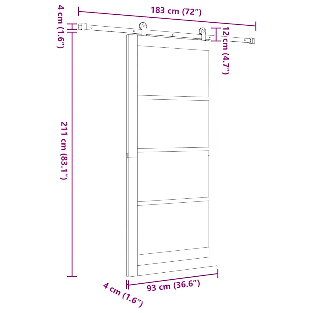 Sliding Door ORKDAL White 93 x 211 cm Solid Pine Wood and Glass