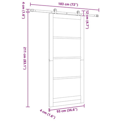 Sliding Door ORKDAL White 93 x 211 cm Solid Pine Wood and Glass