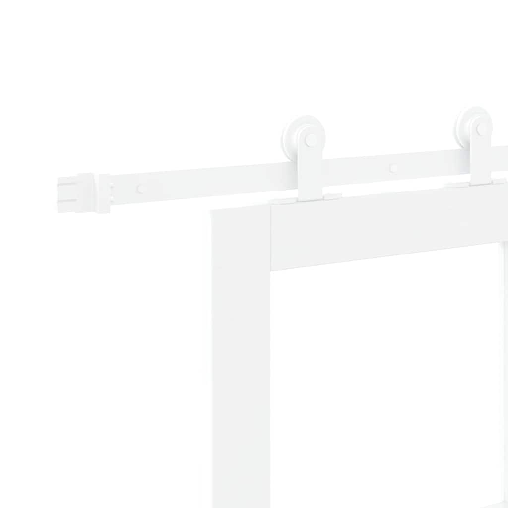 Sliding Door ORKDAL White 93 x 232 cm Solid Pine Wood and Glass