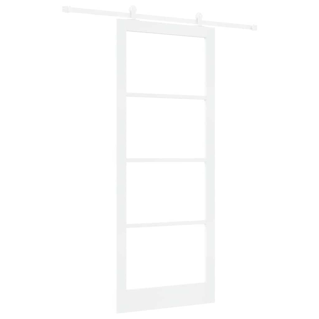 Sliding Door ORKDAL White 93 x 232 cm Solid Pine Wood and Glass