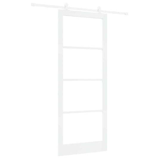 Sliding Door ORKDAL White 93 x 232 cm Solid Pine Wood and Glass