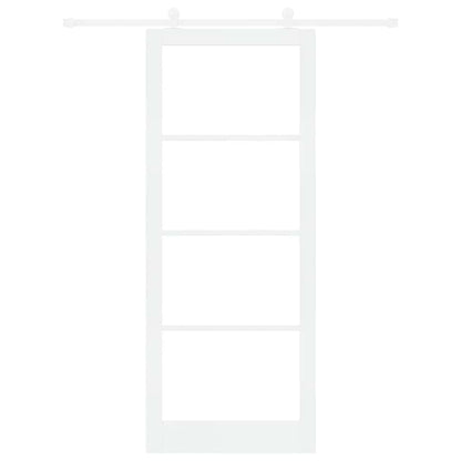 Sliding Door ORKDAL White 93 x 232 cm Solid Pine Wood and Glass