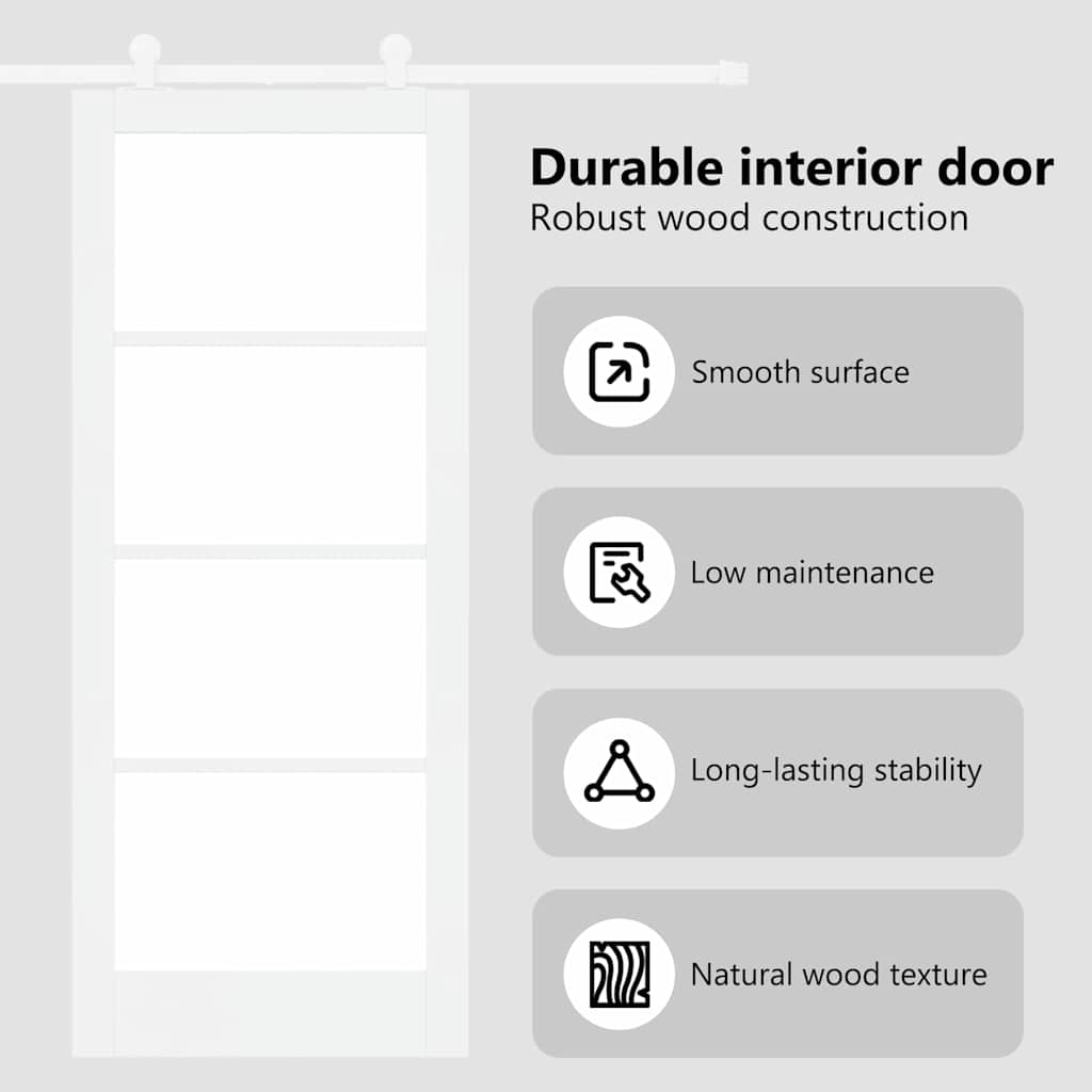 Sliding Door ORKDAL White 83 x 202 cm Solid Pine Wood and Glass