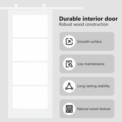 Sliding Door ORKDAL White 83 x 202 cm Solid Pine Wood and Glass