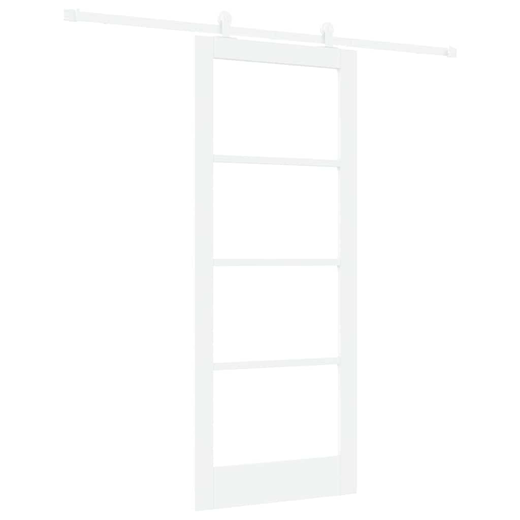 Sliding Door ORKDAL White 83 x 202 cm Solid Pine Wood and Glass