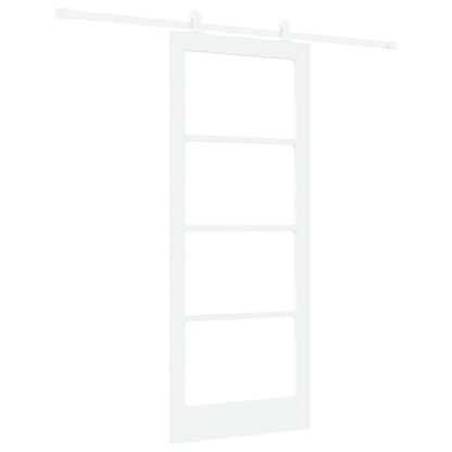 Sliding Door ORKDAL White 83 x 202 cm Solid Pine Wood and Glass
