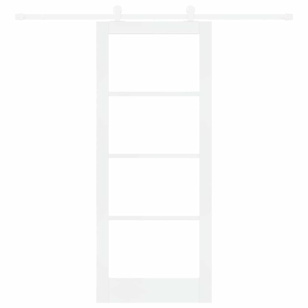 Sliding Door ORKDAL White 83 x 202 cm Solid Pine Wood and Glass