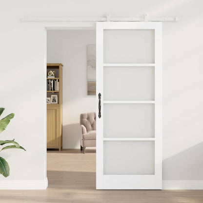Sliding Door ORKDAL White 83 x 211 cm Solid Pine Wood and Glass