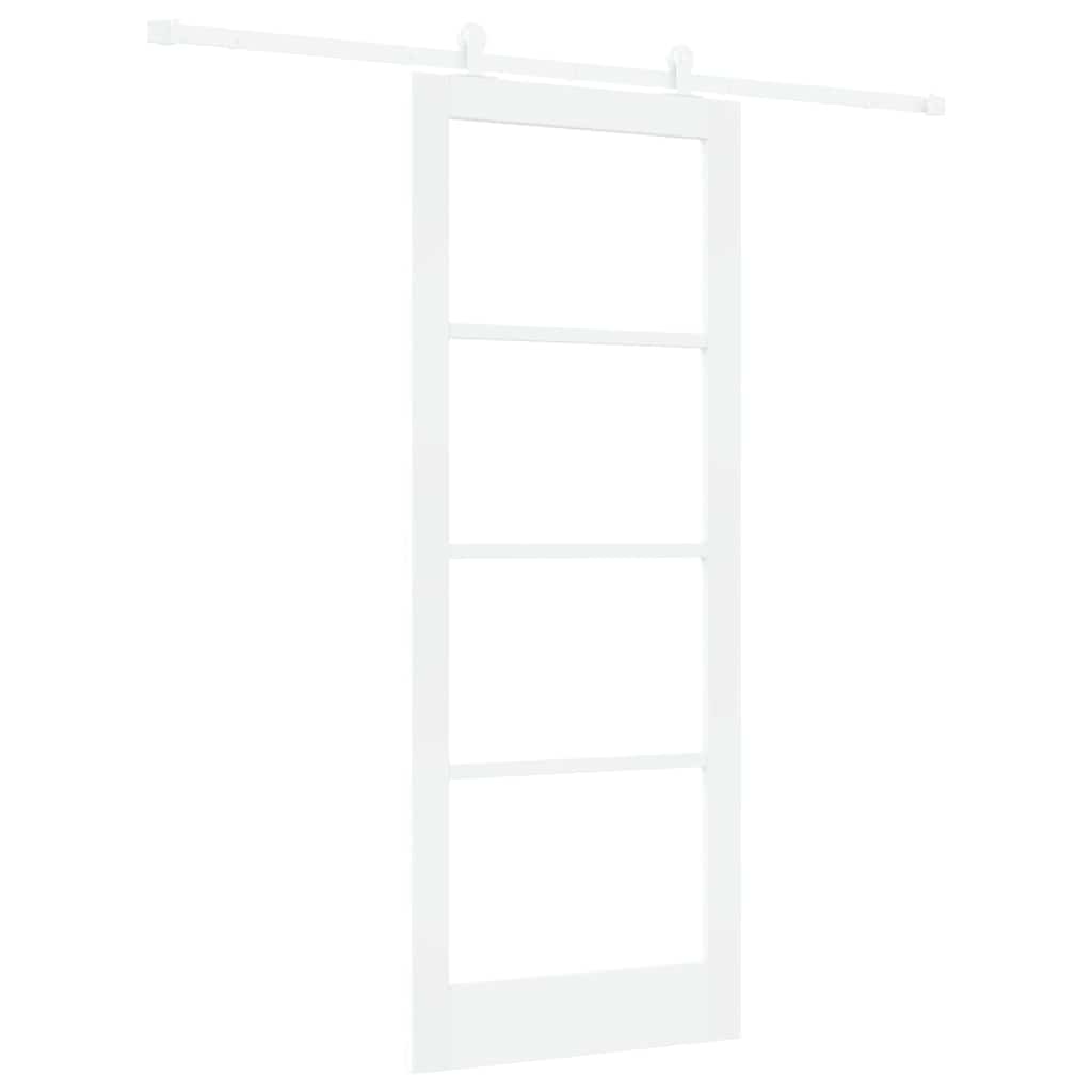 Sliding Door ORKDAL White 83 x 211 cm Solid Pine Wood and Glass