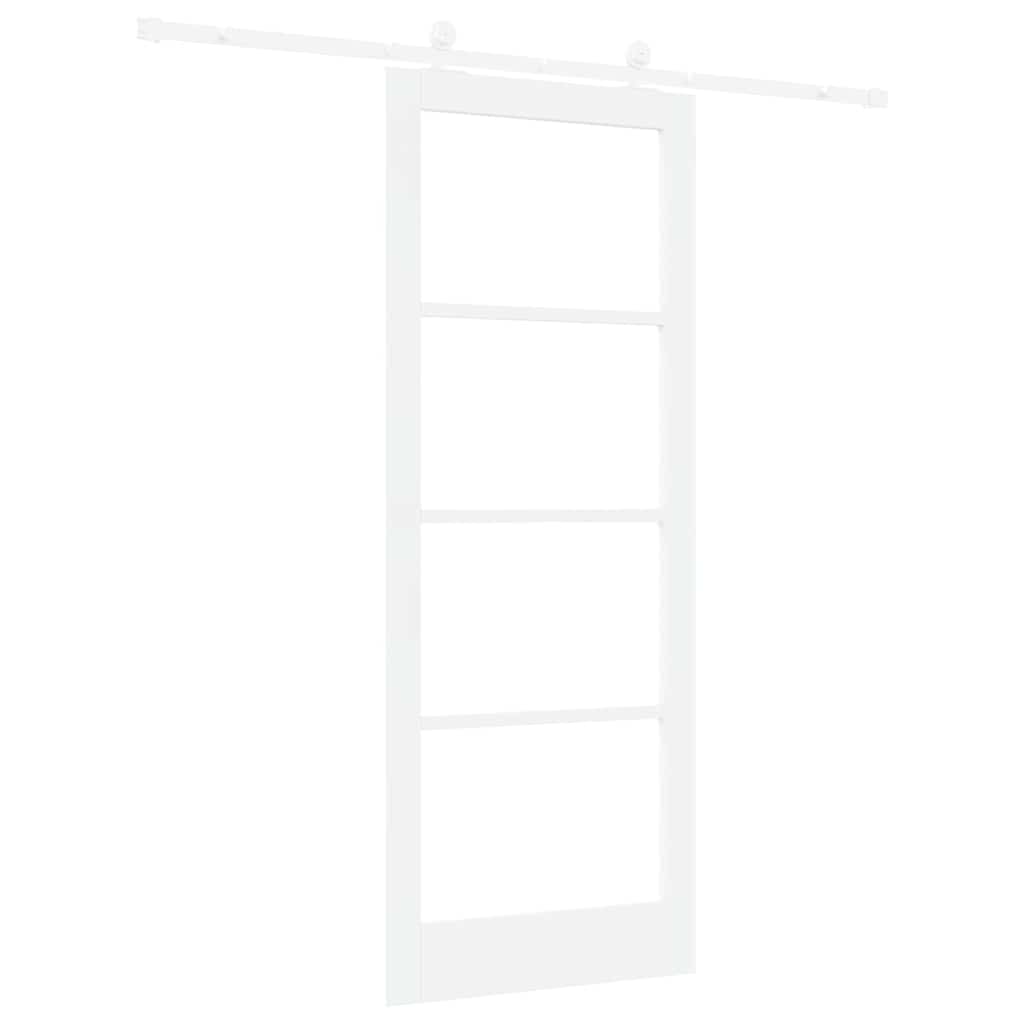 Sliding Door ORKDAL White 83 x 211 cm Solid Pine Wood and Glass